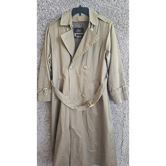 Vintage London Fog Tempo Europa Beige Double Breasted Trench Coat 10 Reg. Wool - Picture 1 of 16